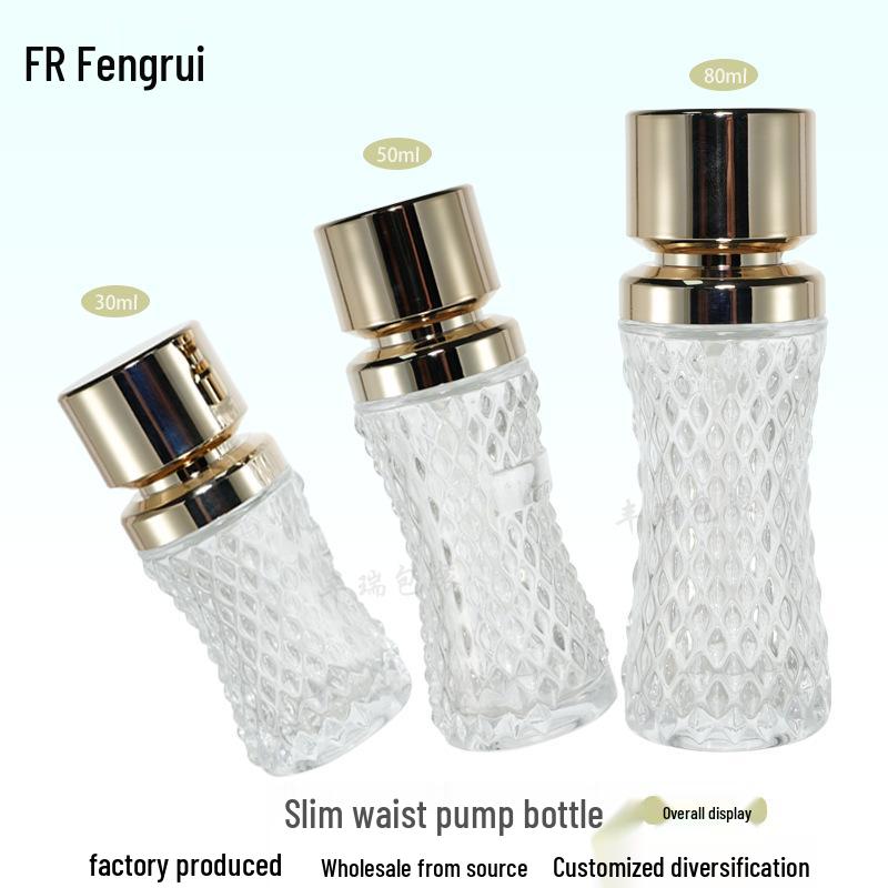 

Premium Pineapple Glass Slim Waist Bottle: 30/50/80ml for Essence, Water, Milk, or Foundation. 30ml Transparent Glass