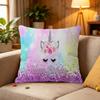 Unicorn Birthday Decor Rainbow Unicorn Personalized Pillow Dust Cover Bedroom Kids Party Decor Pillowcase Birthday Children Gift