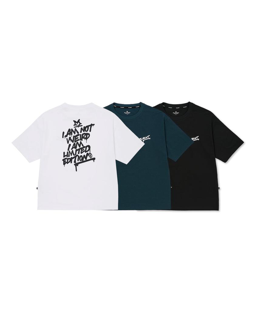 Peullaeniteu Quick-Dry Back Lettering Semi-Overfit Short Sleeve T-Shirt