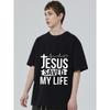 Black T Shirt Jesus Saved My Life Christian Cross Heartbeat Design for Casual Wear and Religious Expression