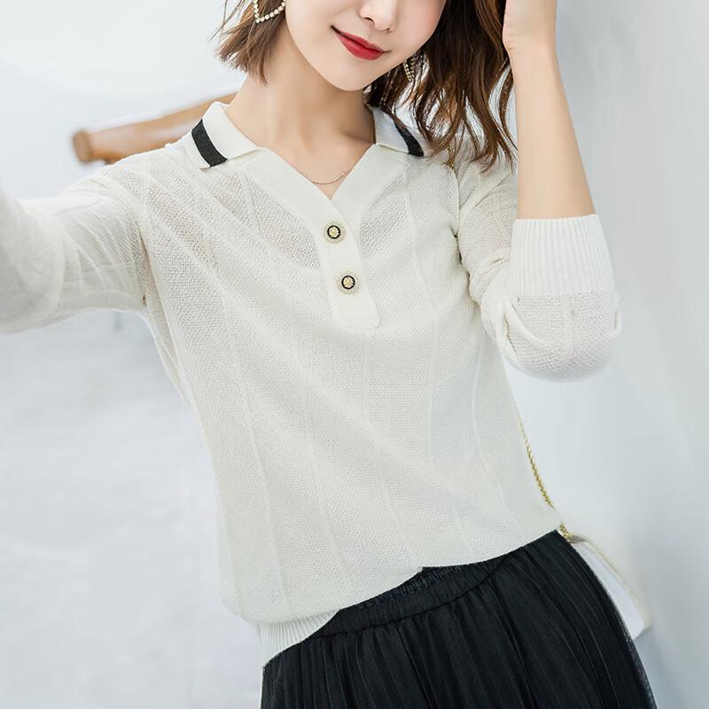 Yiliteng Women's Slim-Fit Knitted Turn-down Collar Top