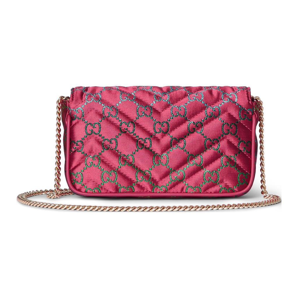 Gucci GG Marmont Double G Logo Print Canvas Mini Shoulder Bag Women Shoulder Bag Pink 476433-2ABNC-8455