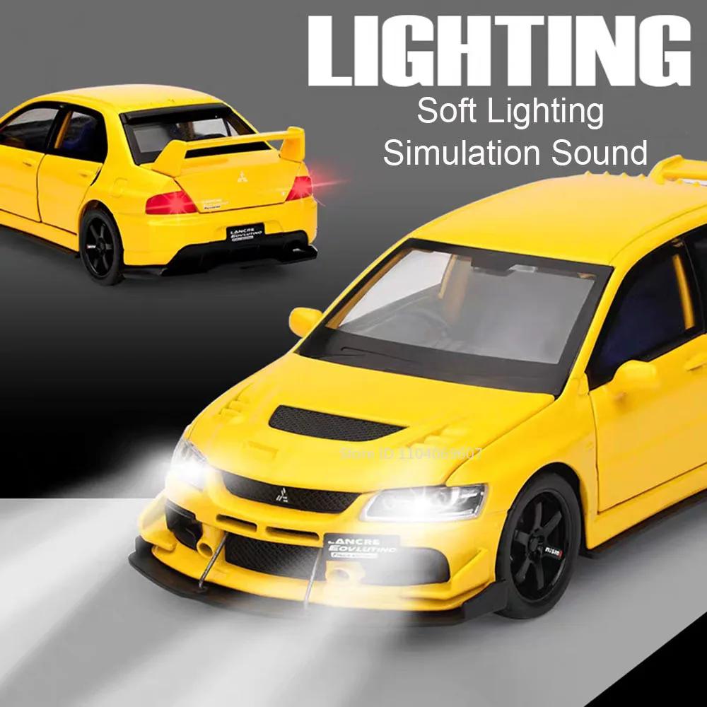 1:32 Model Toy Mitsubishi Lancer Evolution IX Sports Cars Alloy Diecast Pull Back 6 Doors Opened Sound Light Supercar Kids Gifts