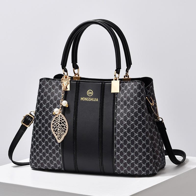 Korean Style Color Block Print Women's Large Capacity Shoulder Crossbody Handbag