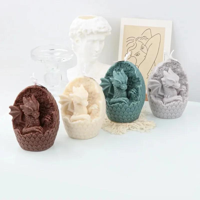 Gypsum Aromatherapy Candle Making Tools Cute Small Animal Dragon Candle Mold Silicone Desktop Decor Soy Wax Resin Soap Mould