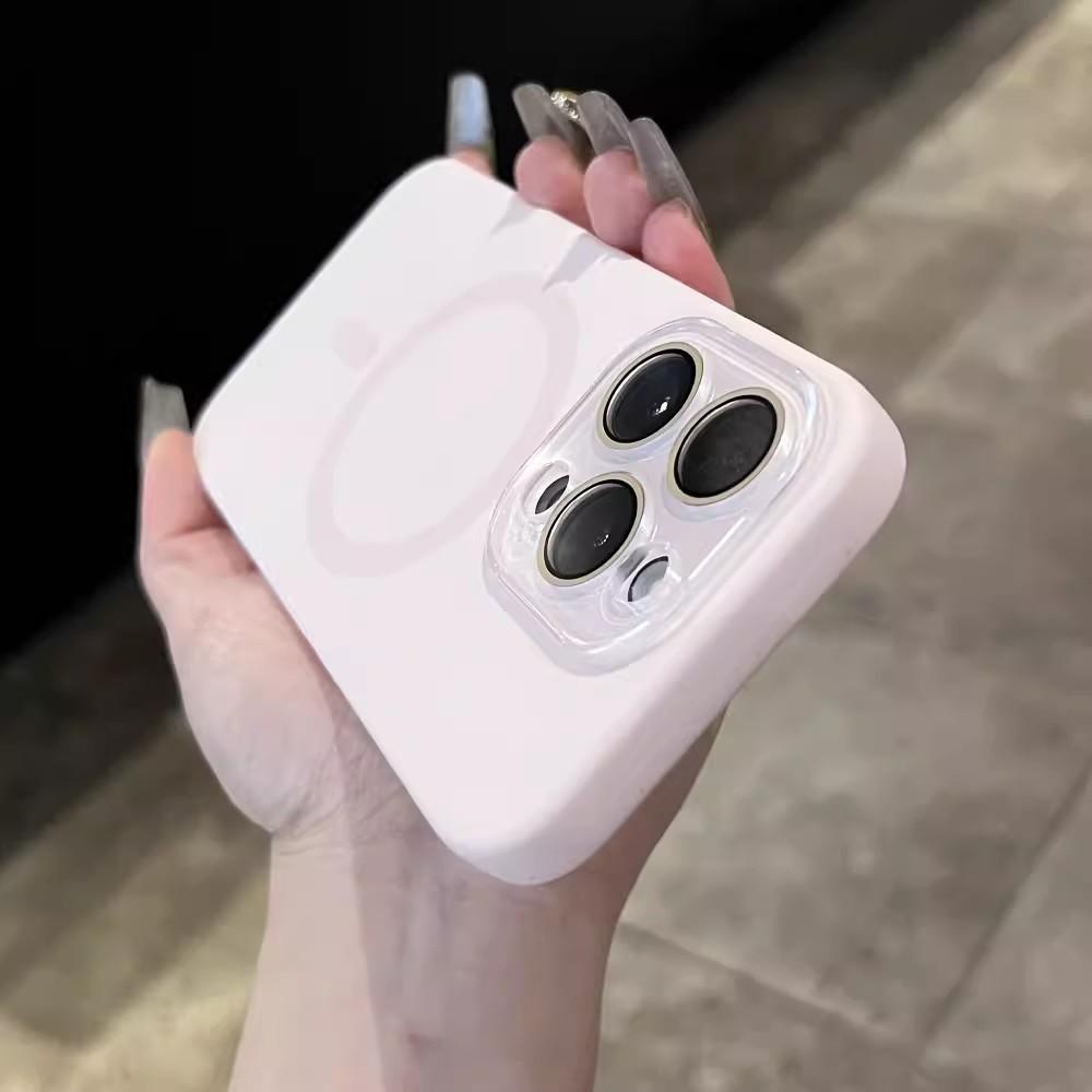 Magnetic Charging Suitable for IPhone 16 Mobile Phone Case Small Window Liquid Silicone Crystal Lens Apple 14 Protection Case