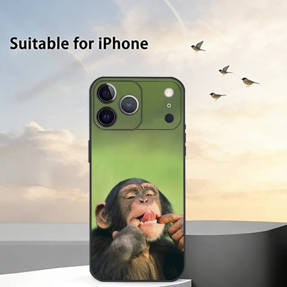 Funny Monkey M-Memes Phone Case For iPhone 17,16,15,14,13,12,11 Plus,Pro Max,XS,Soft Silicone Black Cover