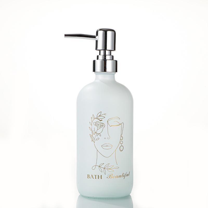Golden Pattern Porcelain Dispenser: Shampoo, Shower Gel, Hand Sanitizer, and Lotion Pump Bottle.