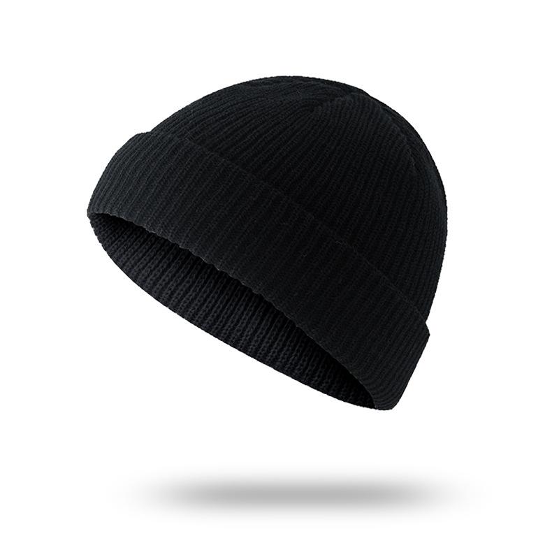 Hat Men's Autumn and Winter Short Melon Hat Knitted Wool Hat Hip Hop Street Hooligan Hat Yuppie Bag Head Cold Hat