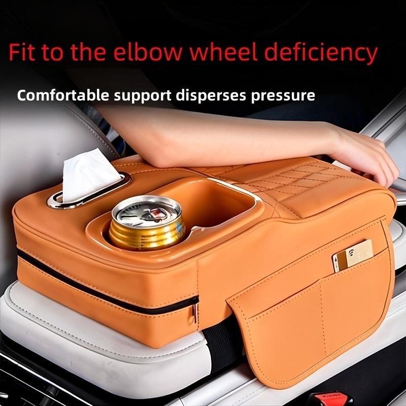 1 Car Center Console Tray with Raised Design, Tissue Box and Cup Holder, Multi-Color Options, Storage Mat