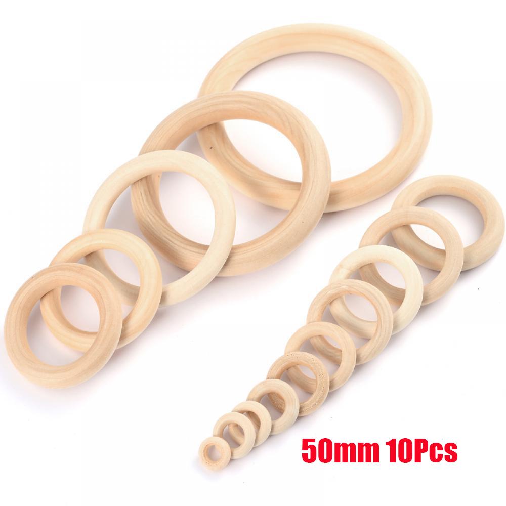 12-125mm Wooden Rings Teether Handmade Baby Natural Maple Wooden Teething Rings for Necklace Bracelet DIY Crafts Wood Teether