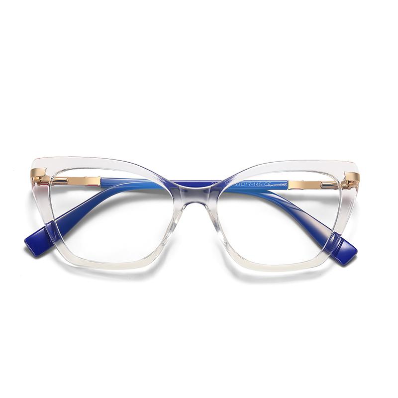 Blue Light Blocking Cat Eye Nearsighted Glasses For Women Spring Hinge TR90 Prescription Spectacles Diopter 0 -0.5 -0.75 To -6.0