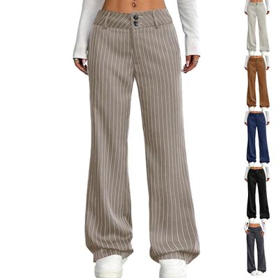Pantalon rayé à jambes larges ample décontracté pour femme