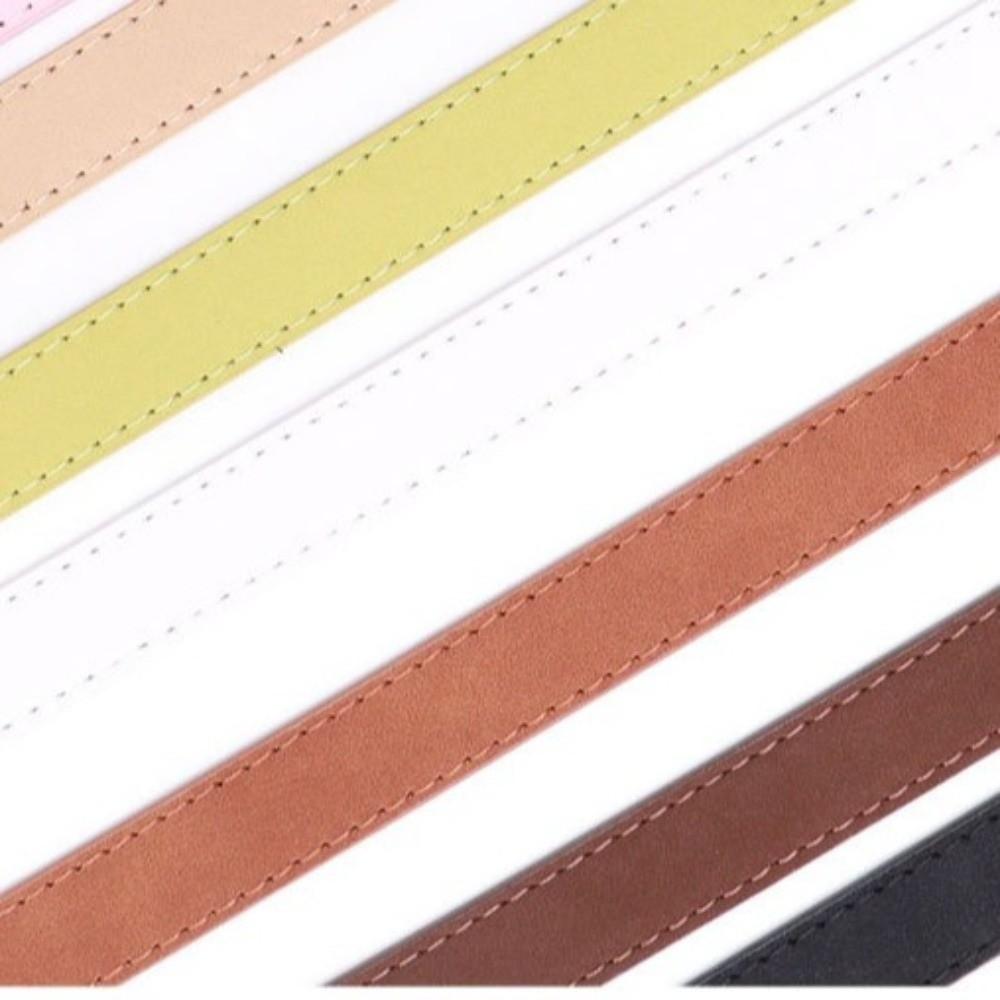 Flower Buckle Women's Thin Belt Solid Color Small Size Decorative Belt Candy Color Faux PU Leather Waist Cinching Belt
