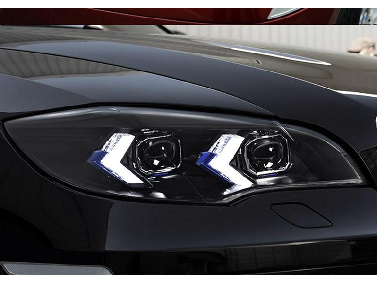Compatible LED Headlight Assembly with Daytime Running Lights & Turn Signals for 2008-2014 BMW X6 (E71 Model)