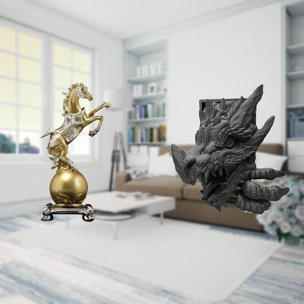 Horse Statue Dragon Bookend Modern Art Craft Collectible Resin Decorative Figurine Book Support