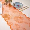 Fall Harvest Table Decor Runner Decorations, Maples Leaves Lace Orange Thanksgiving Dining Runner, Autumn Decorations for Kitchen Party Translucent