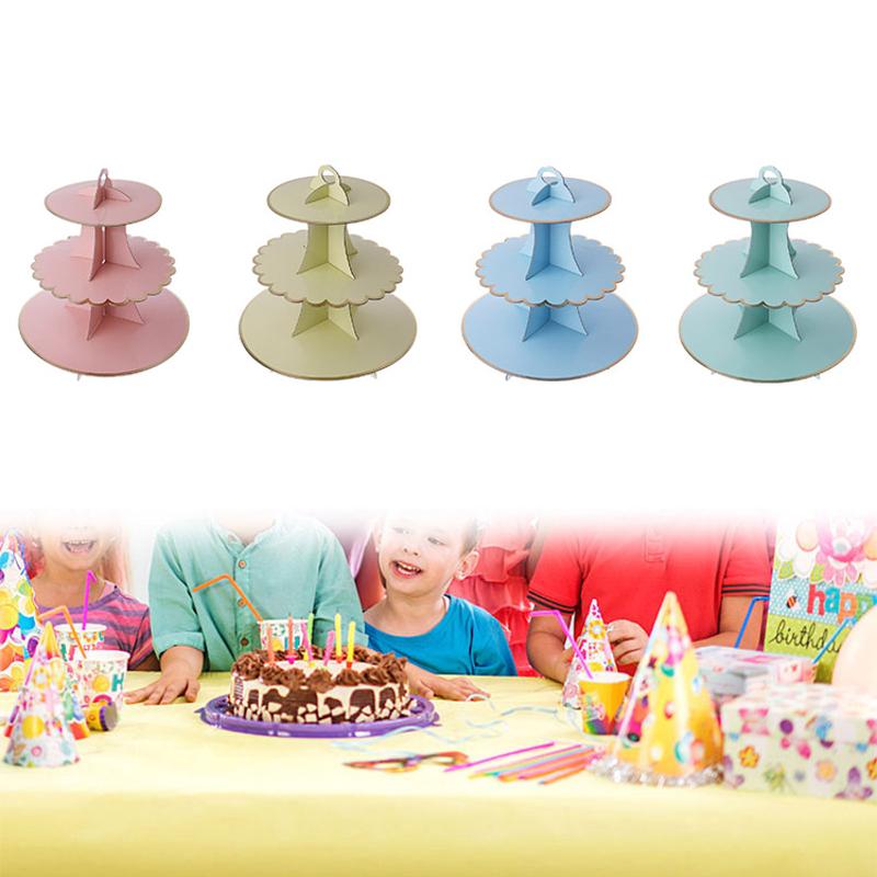 3 Tier Tort Stand Carton Baby Duş Copii Birthday Party Decor De