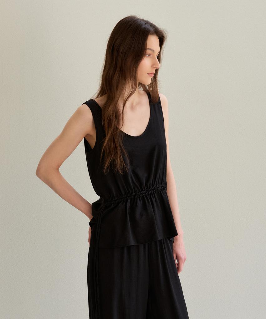 THEELO Airy String Sleeveless Top (Black)