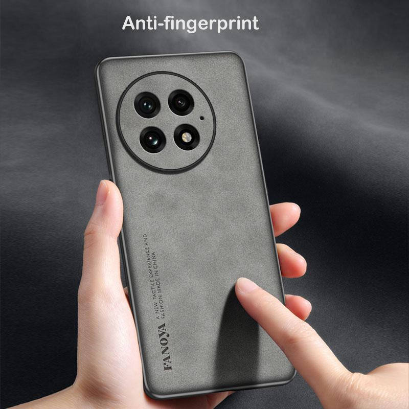 Luxury Leather Silicone Hard Frosted Back Case for OnePlus 13 12 11 NORD4 ACE 4 3 V Pro Shockproof Protection Phone Cover Shell