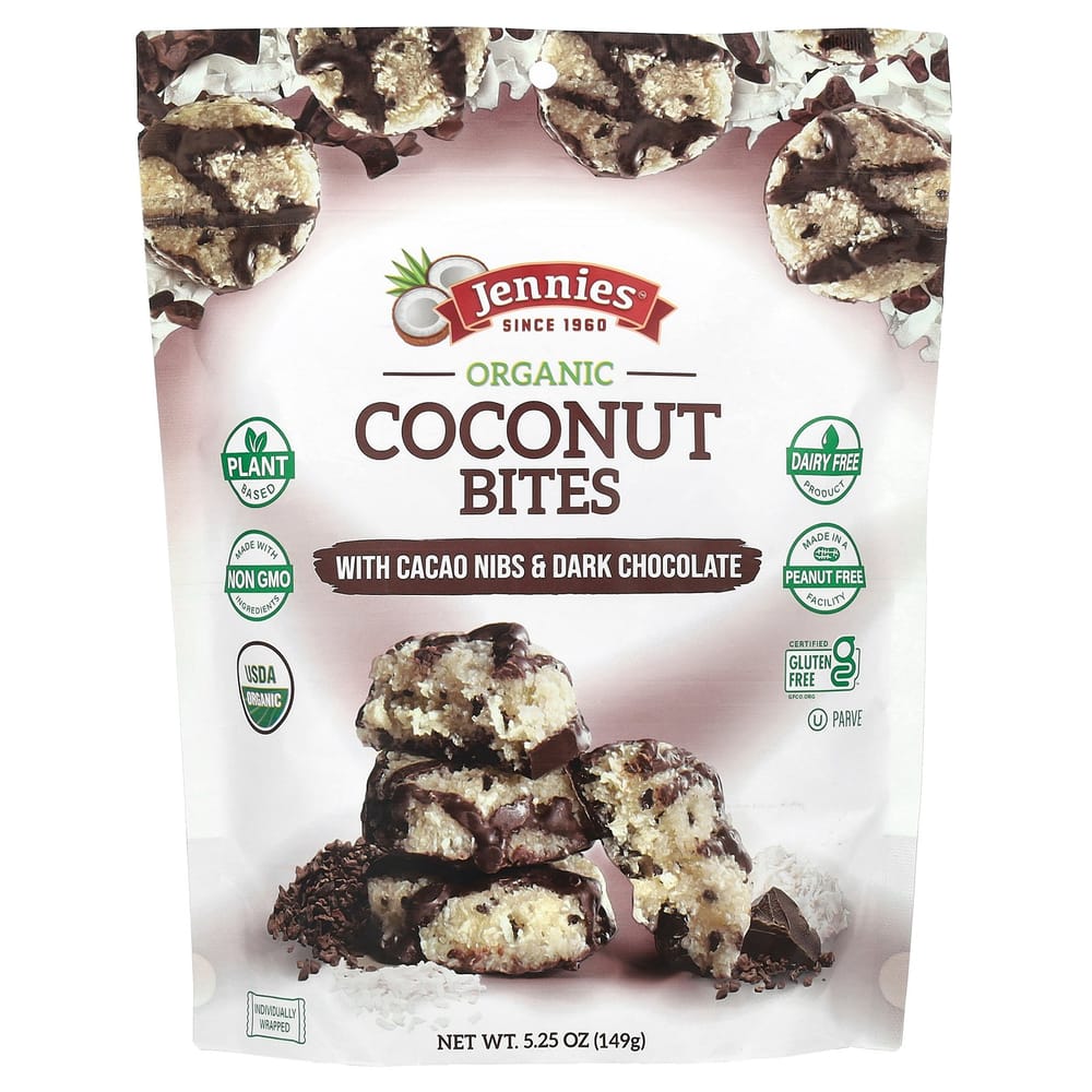 Jenie s Gluten-Free Bakery Coconut Bites with Cacao Nibs & Dark Chocolate, 149g (5.25oz)