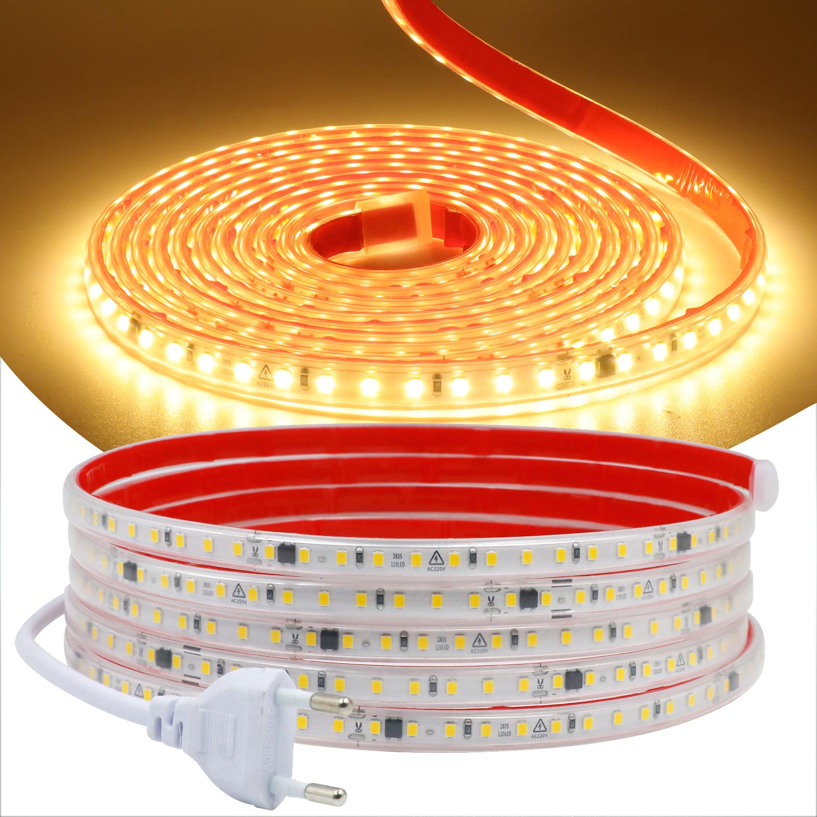 

Светодиодная лента 120LED/м 2835 220В Водонепроницаемая Режется каждые 10 см Гибкая светодиодная лента для спальни кухни 0.5М 5М 10М 20М 30М 40М 0.5m