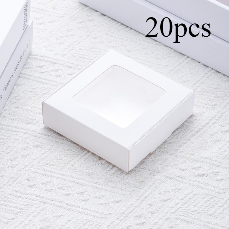 20 штук креативных подарочных упаковочных коробок с прозрачными окнами, подходящих для сережек, изделий ручной работы, свадеб, вечеринок и коробок для хранения белый
