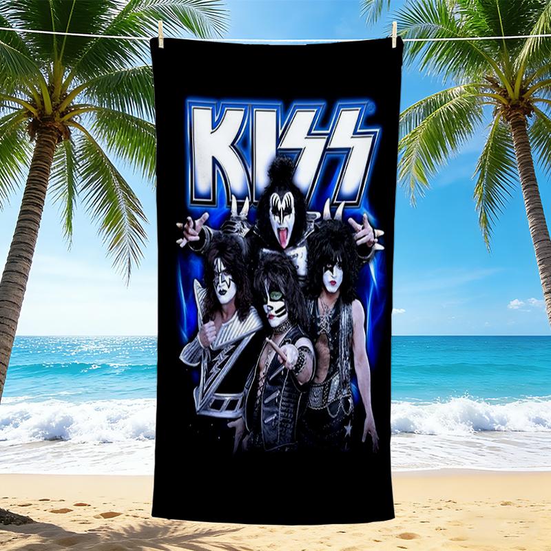 1Pc Kiss Band Rock Legends Beach Towel Quick Dry Multiuse For Beach Pool Gym Yoga Home Travel Christmas Halloween Xmas Gift L15