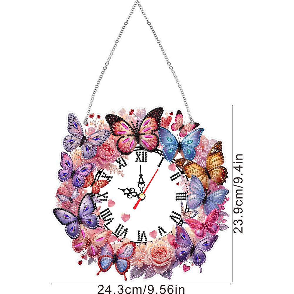 2D Flat DIY Irregular Shaped Drilling Diamond Painting Clock Pendant Diamond Art Clock Pendant Kit for Home Decoration