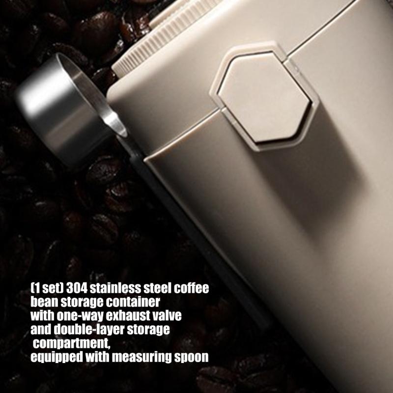304 Stainless Steel Coffee Bean Storage Canister With Measuring Scooper Sealed Jar With Double Layer Insulation