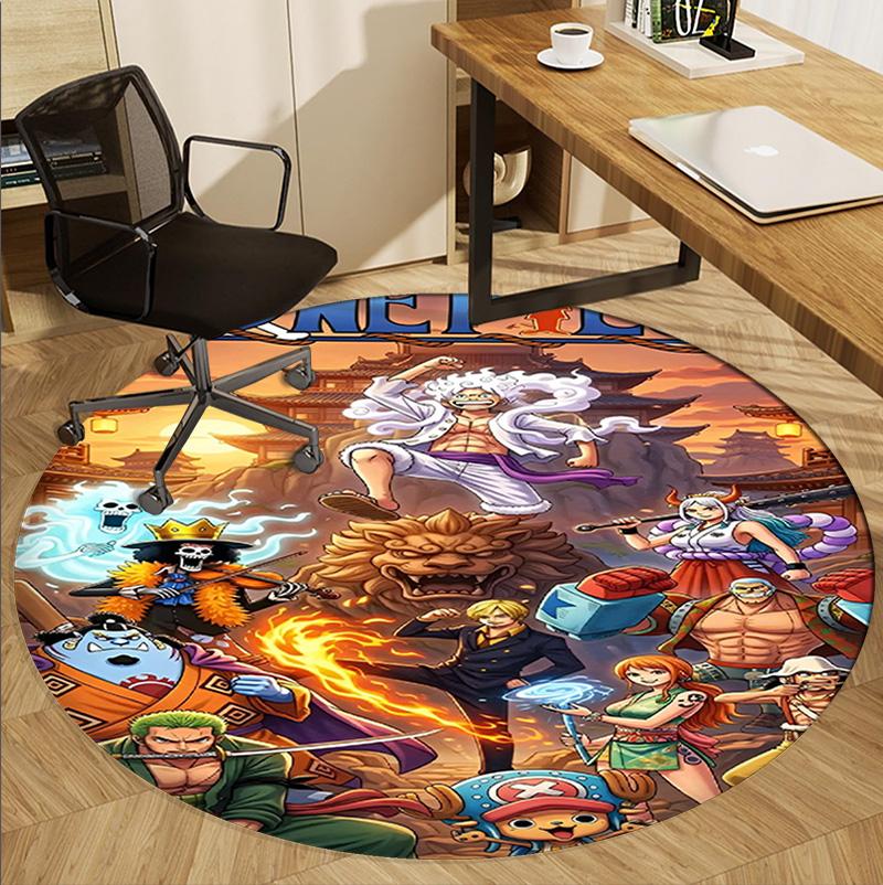 One Piece Pattern Round Rug, Indoor/Outdoor Mat, for Picnic, Gameroom, Bedroom, Office, Living Room, Home Decor Carpet, Birthday Gift