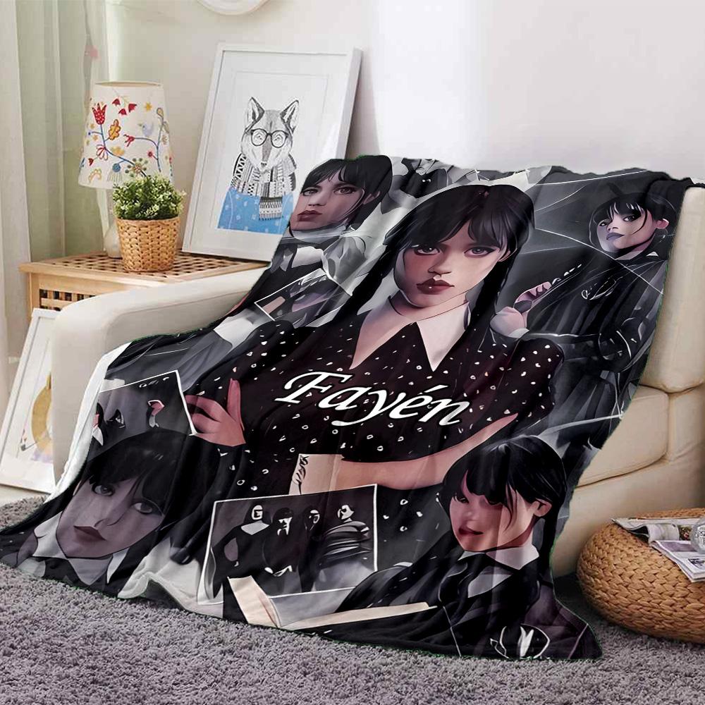 Customiz Name Personality Wednesday Addams Blanket Soft &Warm Sofa Office Bed Travel Lunch Break Blanket, Gift Suitable All Seasons