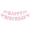 Roze Strik Verjaardag Feest Decoraties Set: Banner & Slingers
