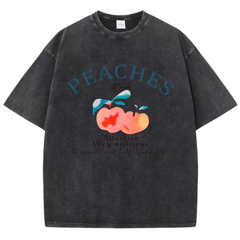 Peaches Attention Very Delicious Letter Men T Shirt Fashion Soft Tee Shirts Sport Casual Short Sleeve Breathable Loose Tops