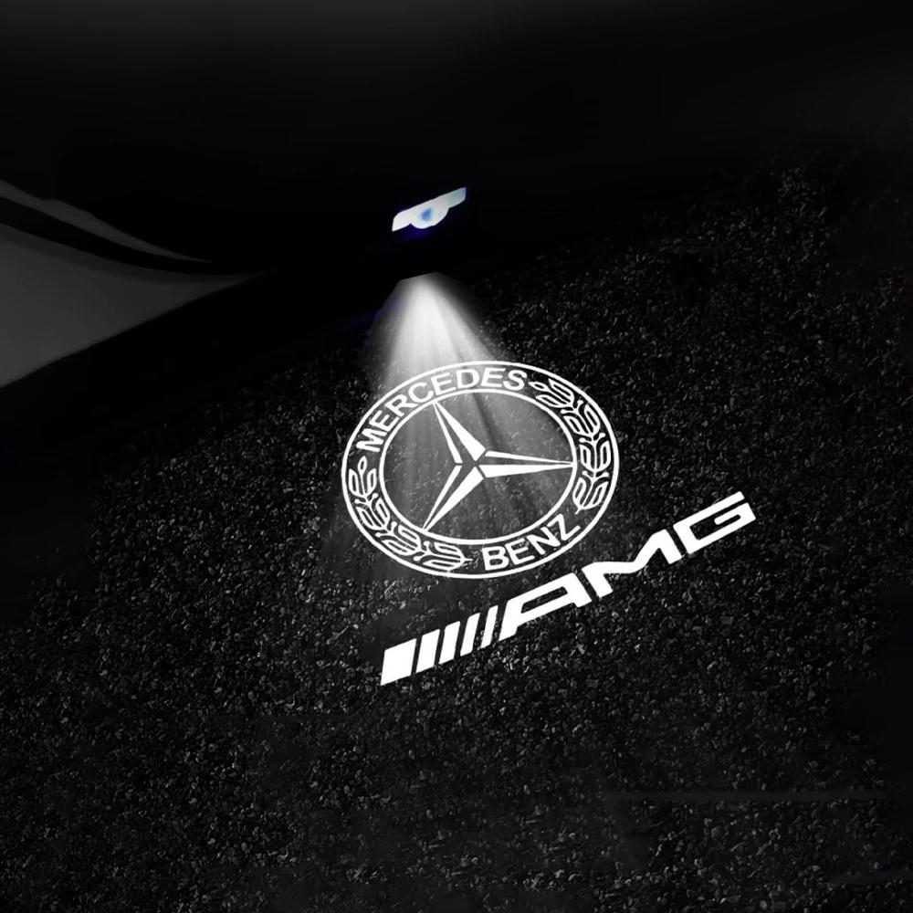 2Pcs LED Car Door Welcome Light Laser Projector Lamp For Mercedes Benz AMG CLA-Class A207 CLS C218 E-Class Coupe C207 2010-2017
