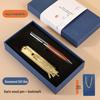 Luxury Ballpoint Pen Set with Metal and Wood, Imitation Leather Case, Custom Logo Option