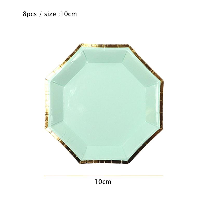 Mint Green Gold Disposable Tableware Party Napkins Paper Plates Straw Cup Kids Birthday Party Supplies Favor Wedding Decoration