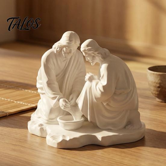 Minimalist Prayer Table Decor 3D Printed Foot Washing Figurine Ornament, Religious Desktop Statue, Delicate Resin Crafts Spiritual Decoration for Home