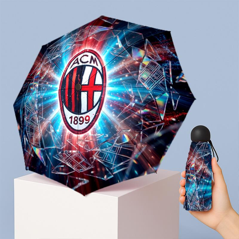 AC Milan Pattern Printed Mini 5 Folds 8 Ribs Compact Umbrella Windproof Waterproof Lightweight Portable Folding