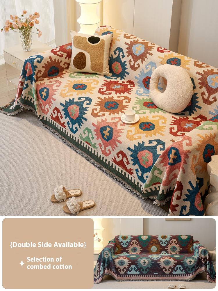 

Чехол на диван, устойчивый к кошкам, двусторонний, геометрический, нескользящий, натяжной чехол для дивана на 3-5 мест, защита для дивана для гостиной 90x90cm