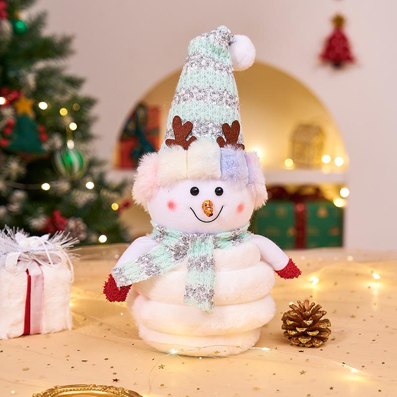 Christmas Snowman Plush Ornaments and Santa Doll Photo Props for Store Displays