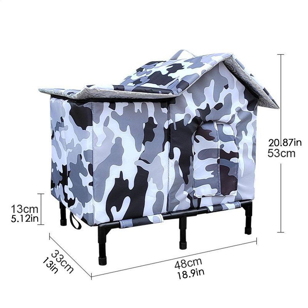 

Cat Houses For Outdoors Warm Windproof Enclosed Winter Over-Ground Stray Cat Shelter For Patio Backyard Garden Park Residential синій