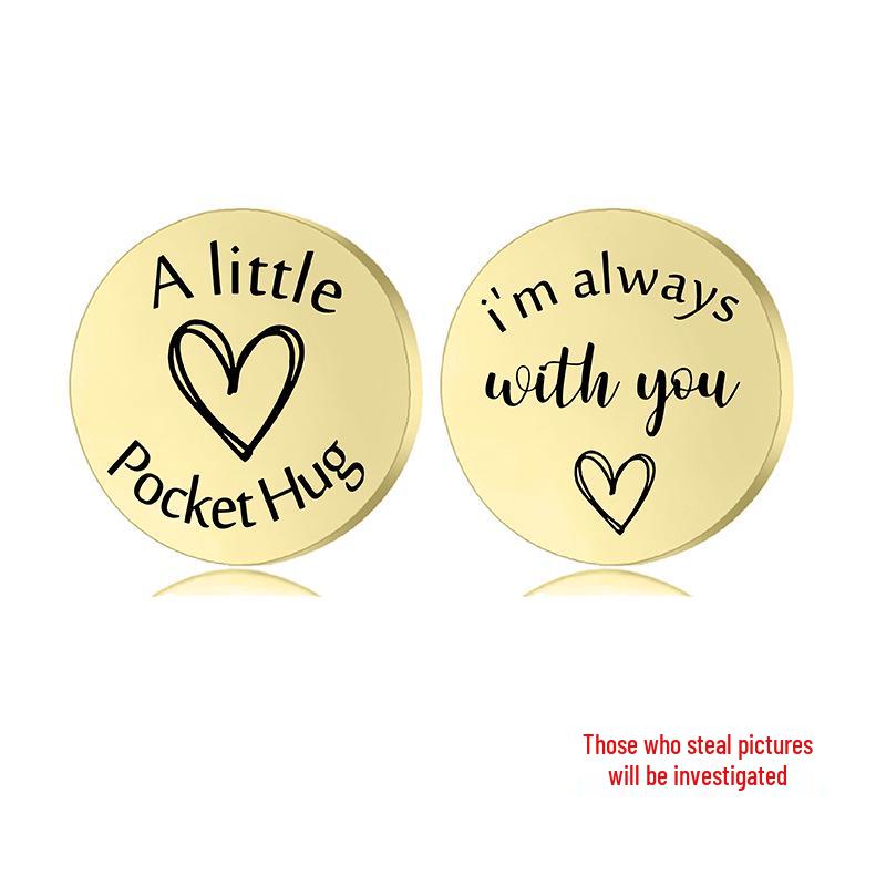 Lucky Charm Motivational Coin: Engravable Stainless Steel Couple & Family Gift Ornament.