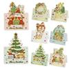 100-1Pcs Christmas Greeting Cards Foldable Postcards New Year Party Bronzing Winter Gifts Paper Cards Home Envelope Decorations