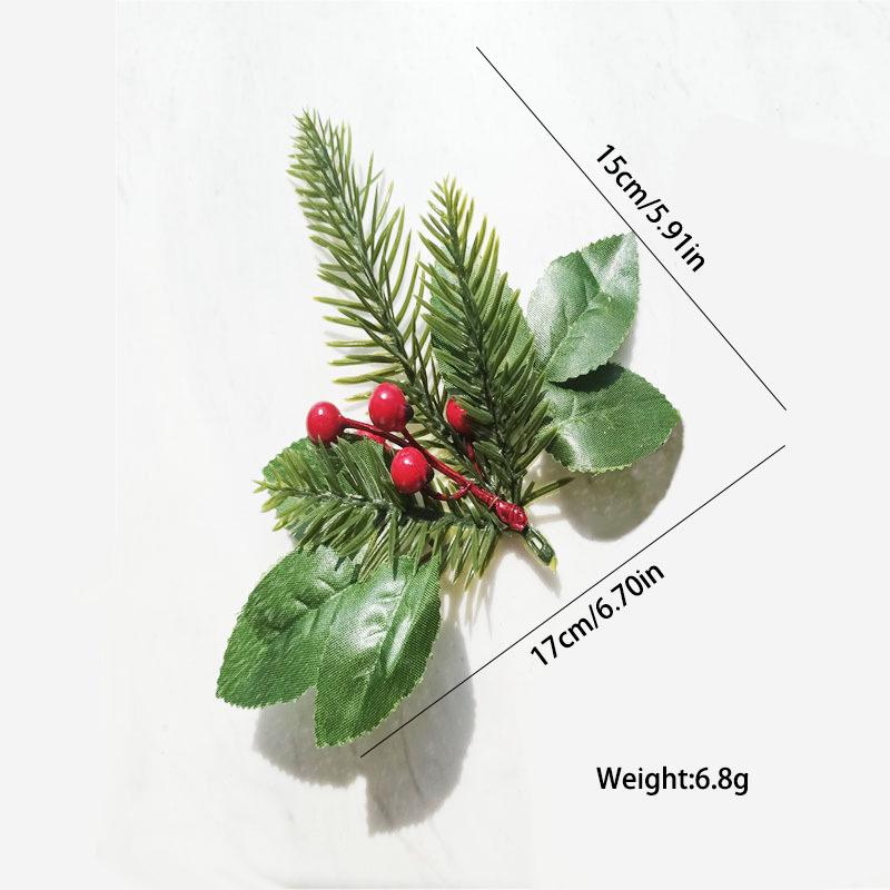 Artificial Pine Needle Greenery & Red Berry Bouquet for Holiday DIY & Gift Packaging