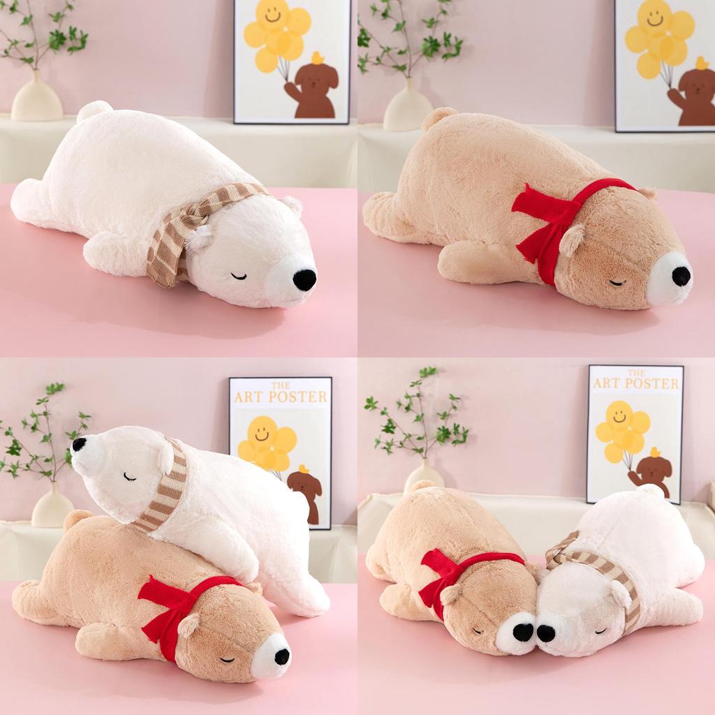 Plush Polar Bear Pillow With Scarf For Kids Kids Bedtime Companion Fun Soft Toy