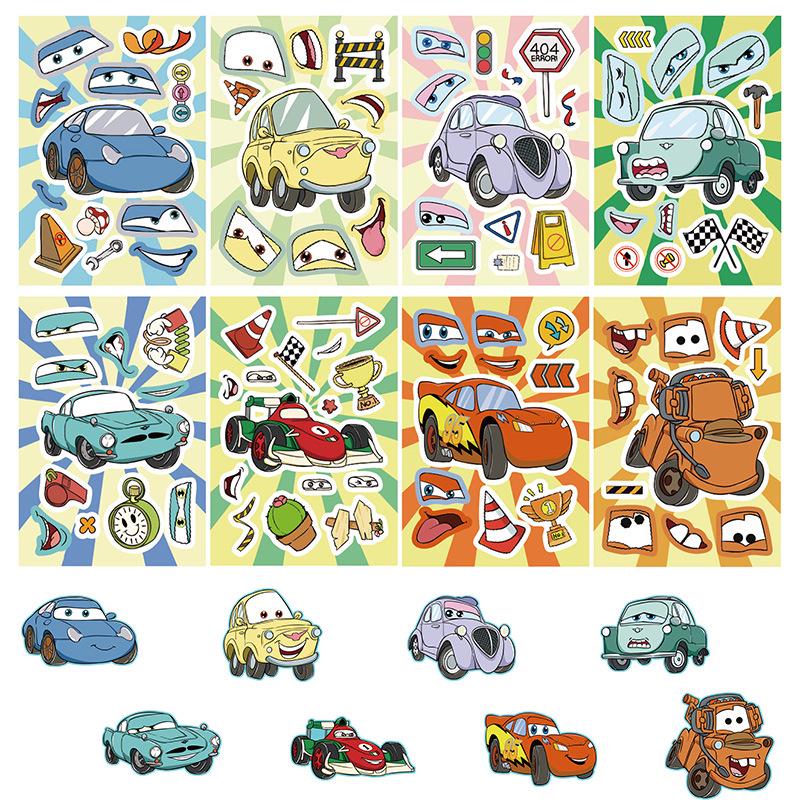 

8 Sheets Waterproof Car Stickers for Kids - DIY Face Swap & Educational Craft Set No