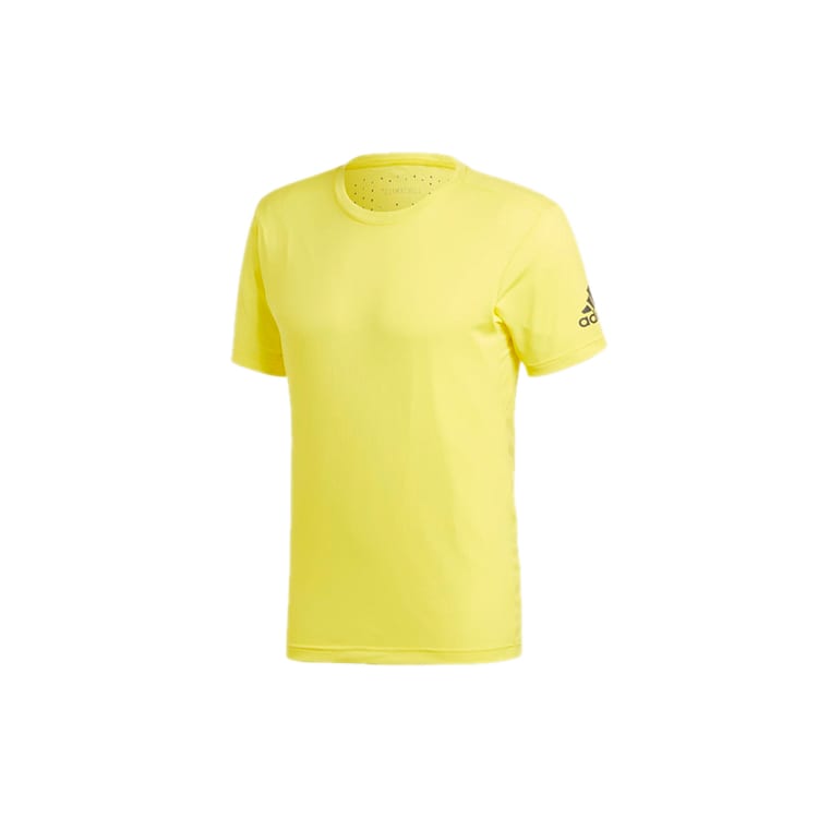 adidas T Shirts Men's Bright Yellow Crew Neck Moderate Straight Fit CZ5425