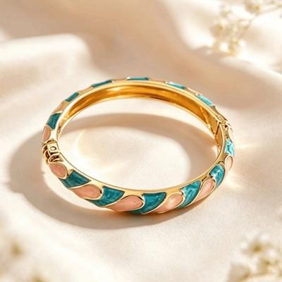 Colorful Enamel Enamel Bangle Bracelet Dropped Glaze Flower Enamel Bangle Cloisonne Bracelet  Girls