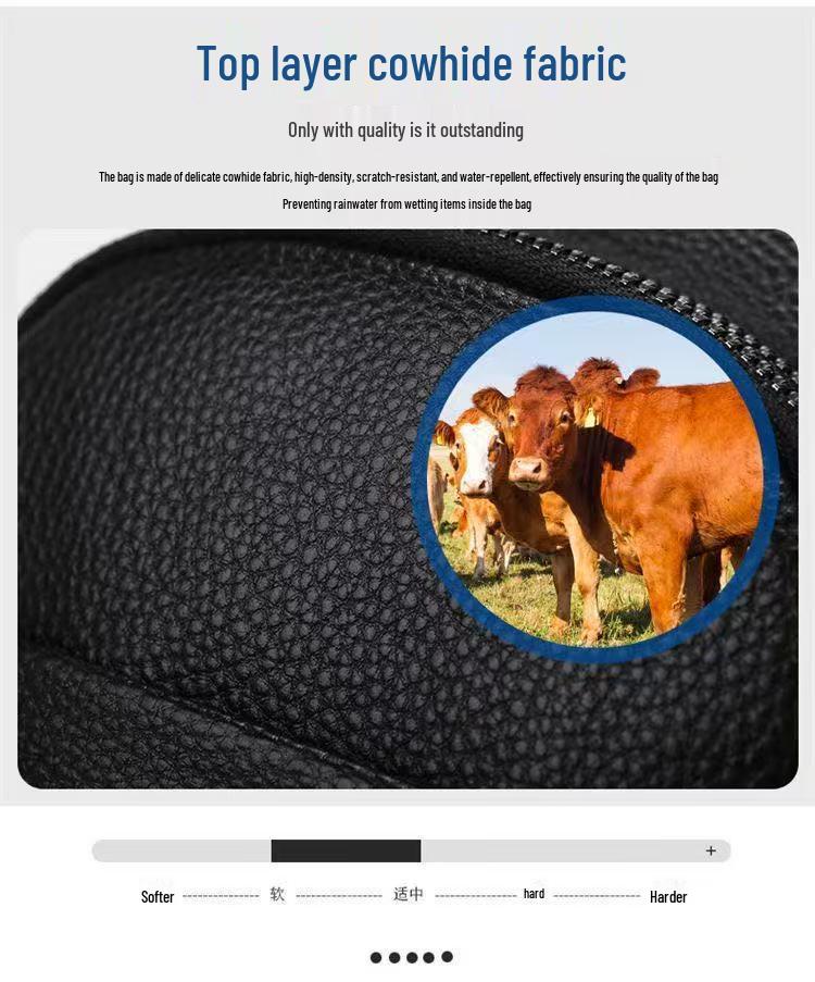 Men's Genuine Leather Crossbody Shoulder Bag - Korean Style Trendy Fashion, Chest Bag Business Top Layer Cowhide